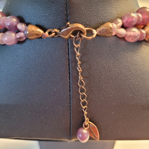 COLDWATER CREEK Ornate Etched Purple, Red, & Copper Bi-strand Beaded Necklace - Picture 11 of 14